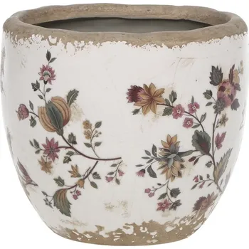 Obal na květináč Keramický obal na květináč s květy Nancy - Ø 12*11 cm