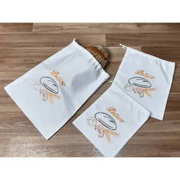 chlebník Bavlněný pytlík na pečivo 25x30 Bílý s výšivkou