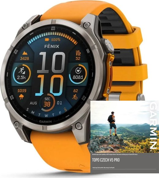 Garmin Fenix 8 Amoled Sapphire 47 mm Titanium Orange Titanium Orange + dárek