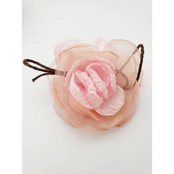 Brož Květina se stužkou - brož růžová