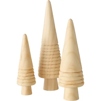 Vánoční dekorace Boltze Dřevěná dekorace stromek Henje V.9-14cm SET/3ks přírodní