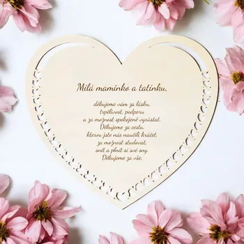 Poděkování rodičům dřevěné srdce