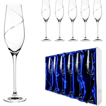 Sklenice A-KRISTAL Silhouette - skleničky na sekt se Swarovski® Elements | sada 6 sklenic 210 ml
