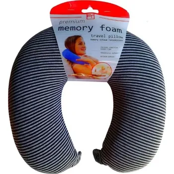 Cestovní polštářek Home Cestovní polštář z paměťové pěny, tmavě modro-šedý proužek