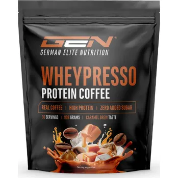 Speciální výživa German Elite Nutrition GEN Wheypresso Protein Coffee Caramel - Protein s kávou s karamelovou příchutí 908 g