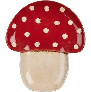 Talíř Servírovací keramický talířek houba muchomůrka Mushroom - 21*22*3 cm