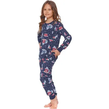 Dívčí pyžamo Dětské vánoční pyžamo Winter time tmavě modré 110/116