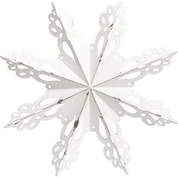 Bílá antik kovová nástěnná dekorace sněhová vločka Snowflake - 43*6 cm