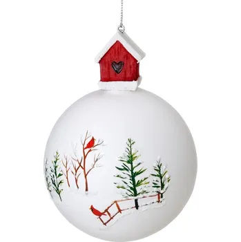 Vánoční ozdoba ArtFir Vánoční dekorace KOULE 500B | skleněná bílá 10 cm