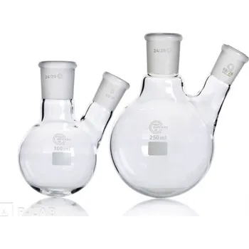 Baňka s kulatým dnem a dvěma tubusy se zábrusem | PYREX® (Objem (ml): 500, Centrální zábrus NZ: 24/29, Postranní zábrus NZ: 19/26, Výška (mm): 150, Balení (ks): 1)