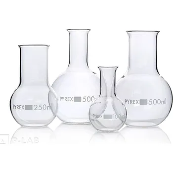 Baňka s rovným dnem úzkohrdlá | PYREX® (Objem (ml): 500, Průměr baňky (mm): 105, Vnitřní průměr hrdla (mm): 30, Výška (mm): 170, Balení (ks): 1)