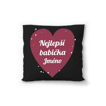 Polštář Černý polštář s vlastní fotografií. Motiv pro babičku s vlastní fotografií.