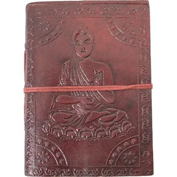 Umělecký papír Kožený zápisník Buddha - úzký, ruční výroba, Sittar mini