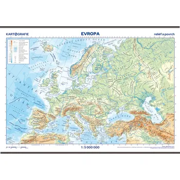 Kartografie PRAHA, a. s. Evropa – reliéf a povrch – školní nástěnná mapa