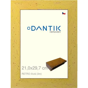 Rám na obraz DANTIK rámeček 21x29,7 | RETRO žlutá (Sklo Čiré) (Vyrobeno s láskou u nás v DANTIKU)