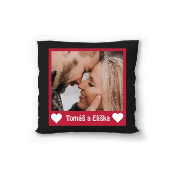 Polštář Černý polštář s vlastní fotografií. Zamilovaný motiv s vlastní fotografií.