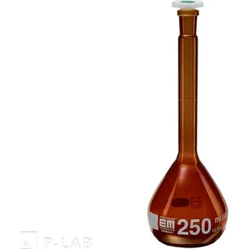 Baňka odměrná třídy A s PE zátkou, hnědá (Objem (ml): 100, Přesnost (nml): ±0,100, Výška (mm): 170, NZ: 12/21, Balení (ks): 1)