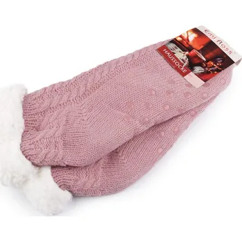 Dámské ponožky Dámské ponožky zimní s protiskluzem, krátké - 39 (vel. 35-38) pudrová