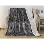 XPOSE® Mikroplyšová deka TLAPIČKY s beránkem - šedá 140x200 cm, Mikroplyš s beránkem + Prodloužená možnost vrácení zboží do 50 dnů