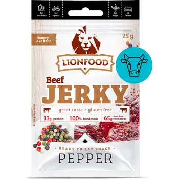 Sušené maso LIONFOOD Hovězí Jerky - PEPŘ 25 g