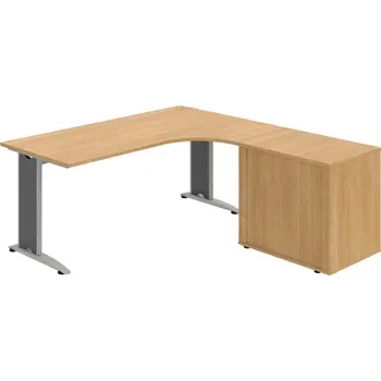 Kancelářský vozík HOBIS kancelářský stůl pracovní, sestava levá - FE 1800 60 HR L, dub + doprava zdarma
