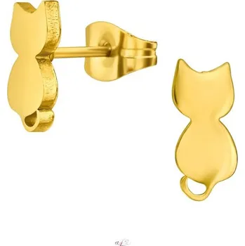 Náušnice Prosperk Náušnice z oceli - kočka pozlacená S1792