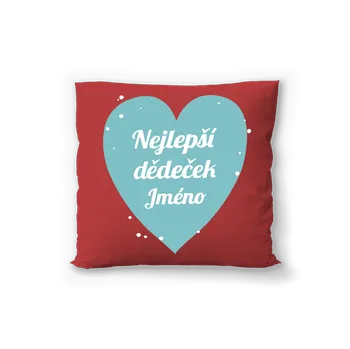 Polštář Červený polštář s vlastní fotografií. Motiv pro dědečka s vlastní fotografií