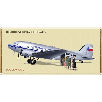Čokoláda Čokoláda 100 g hořká RETRO letadlo Douglas DC-3 (belgická čokoláda v edici historických letadel)