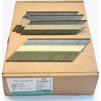 Spojovací materiál 2,8x50 konvex ZINKOVANÉ hřebíky D hlava, papír, 34°, 3000ks