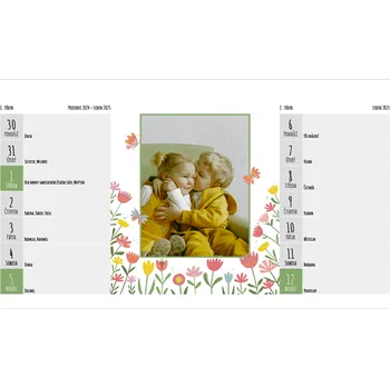 Fotokalendář Stolní fotokalendář z vlastních fotek, 14denní, Kvalitní papír i tisk, Jednoduchá tvorba. Motiv Kytičky Motiv Kytičky