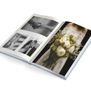 Fotokniha Akce na fotoknihy. Desky A4 v modré barvě. Fotokniha do 24hod - svatební motiv