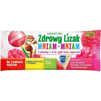 Bonbon Lízátko s příchutí maliny s vitamínem D a C bez lepku 6 g - MNIAM MNIAM Starpharma