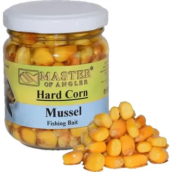 Návnadová surovina Master of Angler Kukuřice Hard Corn Bait - 212 ml/Mušle