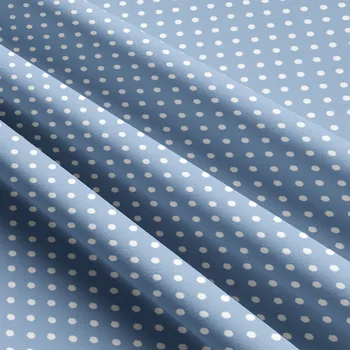 Dětské bavlněné látky, metráž. Puntík 4 mm, Bílý na Modrém