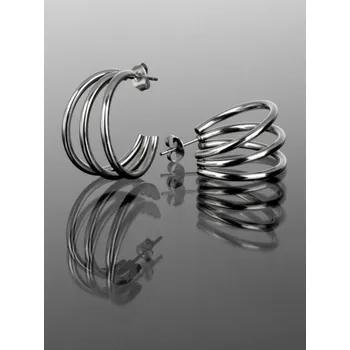 Náušnice Prosperk Ocelové náušnice trojité kruhy stříbrná 2,5cm S0184