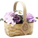 Dárkový košík mýdlové květy fialové