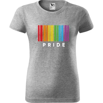 Dámské tričko DOBRÝ TRIKO Dámské tričko s potiskem Pride pruhy Barva: Tmavě šedý melír, Velikost: 3XL