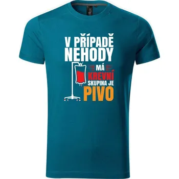 Pánské tričko DOBRÝ TRIKO Pánské tričko Krevní skupina pivo Velikost: L, Barva: Petrolejová