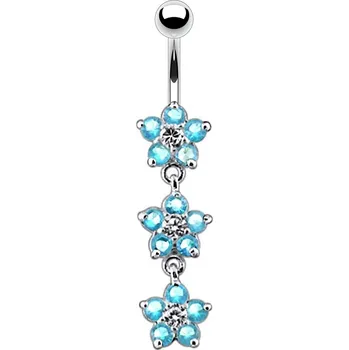 Piercing Šperky4U Stříbrný piercing do pupíku - kytičky - BP01177-Q