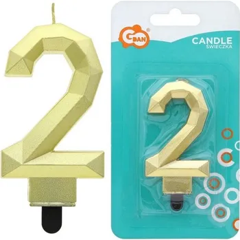 GoDan Dortová svíčka číslice Zlatý diamant číslo: 2
