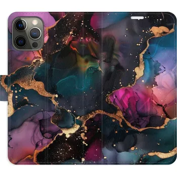 Pouzdro na mobilní telefon Flipové pouzdro iSaprio - Dark Marble - iPhone 12/12 Pro