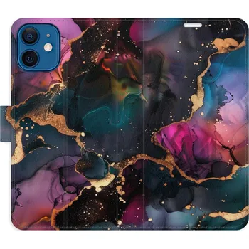 Pouzdro na mobilní telefon Flipové pouzdro iSaprio - Dark Marble - iPhone 12 mini