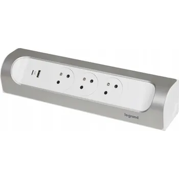 Elektrická zásuvka Legrand Revolution 0 494 09 bílá/stříbrná bez kabelu