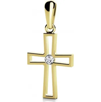 Přívěsek Couple, Křížek Christine – přívěsek ve žlutém zlatě s briliantem, 585-68-2-0657.0Z00.0.00.FVS.000.23