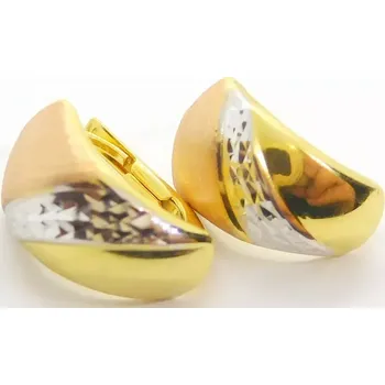 Náušnice Klenoty Budín Mohutné gravírované náušnice z bílého, růžového a žlutého zlata 585/1,67gr HK2286 (Klenoty Budín Mohutné gravírované náušnice z bílého, růžového a žlutého zlata 585/1,67gr HK2286)