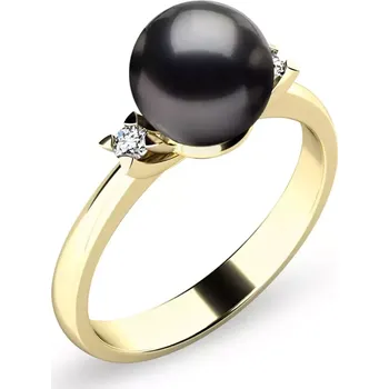 Prsten Dámský prsten přírodní diamant 0.050 ct perlový 10888-ZL-Black velikost 50
