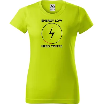 Dámské tričko DOBRÝ TRIKO Dámské tričko s potiskem Need coffee Barva: Limetková, Velikost: XS