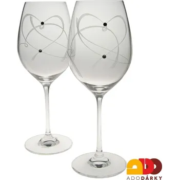 Sklenice Sklenice na víno srdce Swarovski 470 ml sada 2 ks (Sklenice Swarovski na víno se srdíčkem)