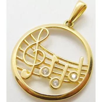 Přívěsek Klenoty Budín Dámský hudební zlatý přívěsek se zirkony NOTY 585/1,30gr HK3200 (Klenoty Budín Dámský hudební zlatý přívěsek se zirkony NOTY 585/1,30gr HK3200)