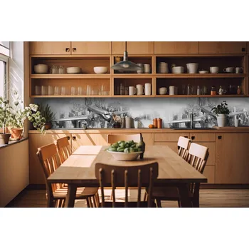 Fototapeta DIMEX | Fototapeta do kuchyně Letadlo KI-420-039| 420 x 60 cm | černobílá + Samolepicí fototapeta za kuchyňskou linku DIMEX Letadlo v šíři 420 cm